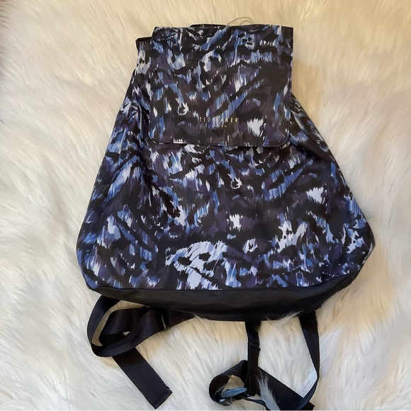 Ted Baker Nillana Urban Nylon Foldable Backpack - NWT - Medium Blue - Drawstring - Picture 3 of 13